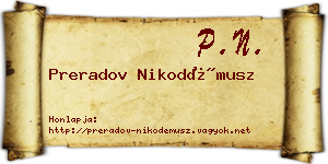 Preradov Nikodémusz névjegykártya